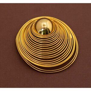 Vintage Gold Tone Victorian Multi Spiral Sphere Large Brooch - U21